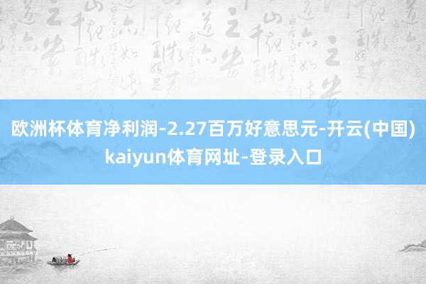欧洲杯体育净利润-2.27百万好意思元-开云(中国)kaiyun体育网址-登录入口