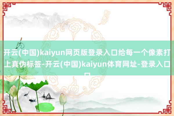 开云(中国)kaiyun网页版登录入口给每一个像素打上真伪标