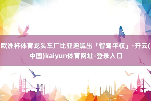欧洲杯体育龙头车厂比亚迪喊出「智驾平权」-开云(中国)kai