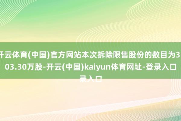 开云体育(中国)官方网站本次拆除限售股份的数目为3603.30万股-开云(中国)kaiyun体育网址-登录入口