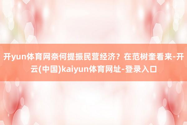 开yun体育网奈何提振民营经济？　　在范树奎看来-开云(中国